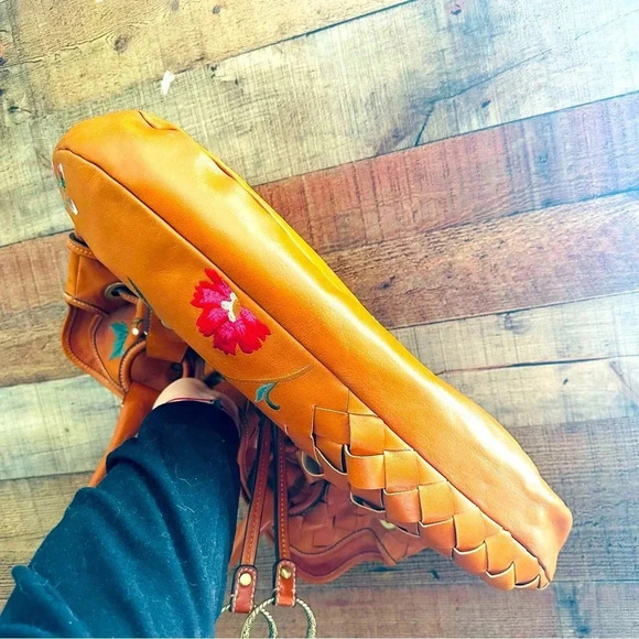 Luana Floral Embroidered Italian Leather Tote - Picture 9 of 13